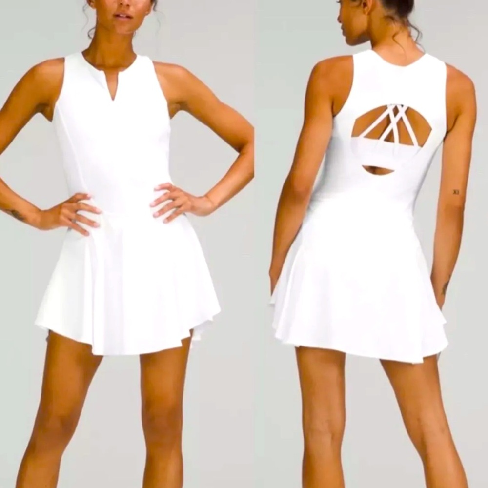 Lululemon Athletica Everlux Short-Lined Tennis Tank Top Dress 6” White Size 6
